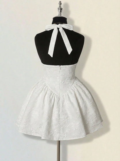 ICON Women's Jacquard Backless Dress, Sexy & Elegant Palace Style