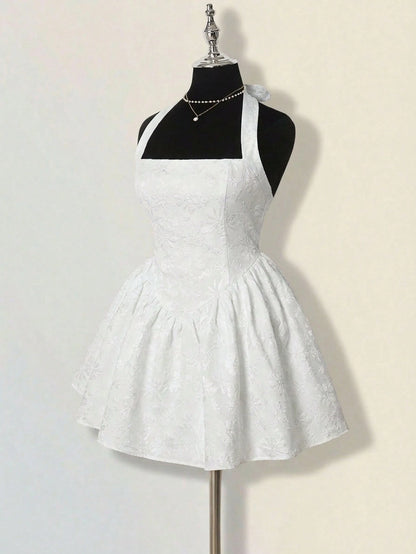 ICON Women's Jacquard Backless Dress, Sexy & Elegant Palace Style