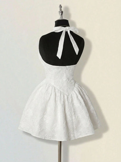 ICON Women's Jacquard Backless Dress, Sexy & Elegant Palace Style