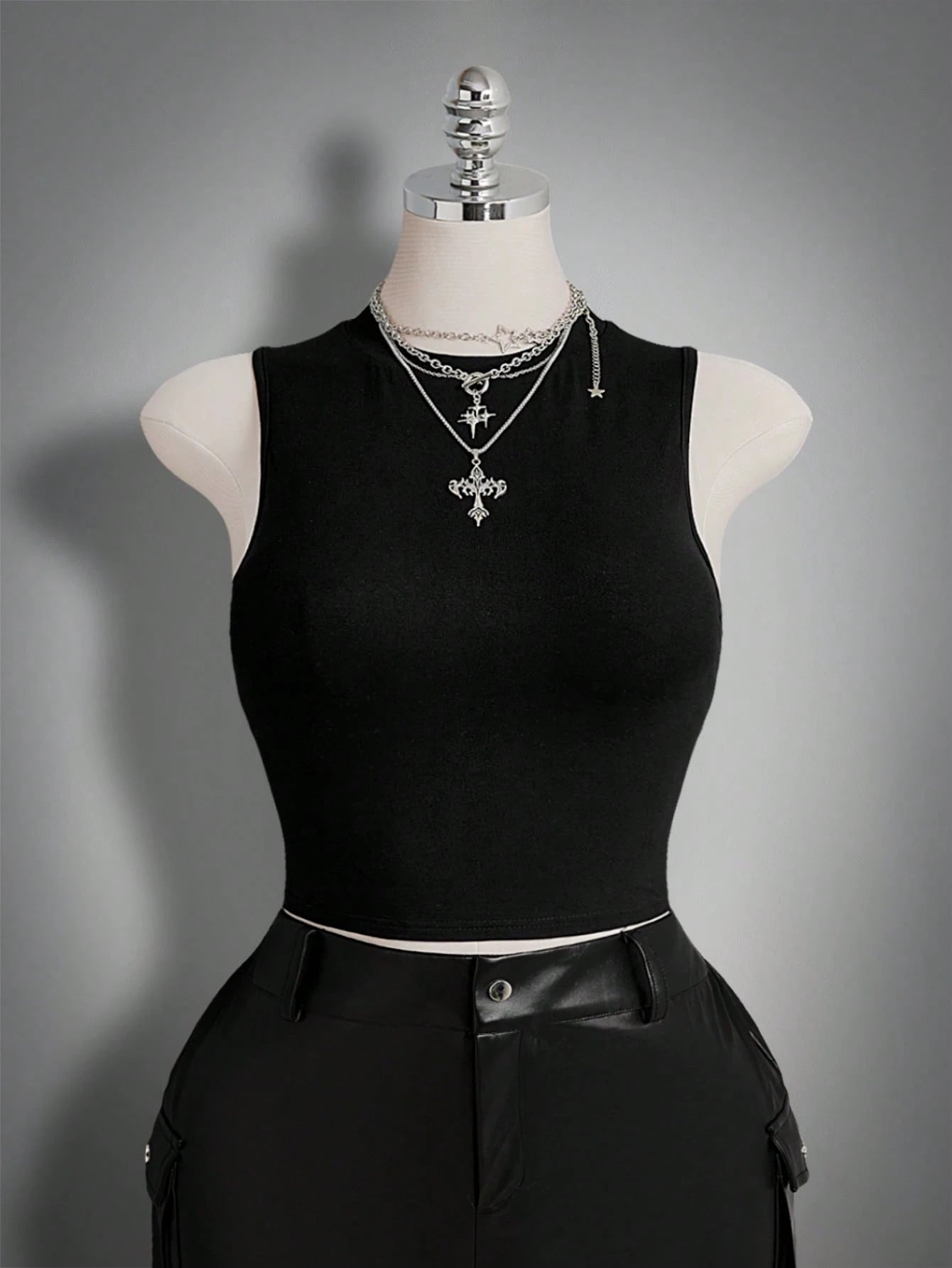 ICON Women's Plus Size Black Summer Goth Night Out Club Dragon Pattern Mesh Patchwork Vest Top,Y2K Retro Dark Gothic Punk Style Urban Modern Fashion