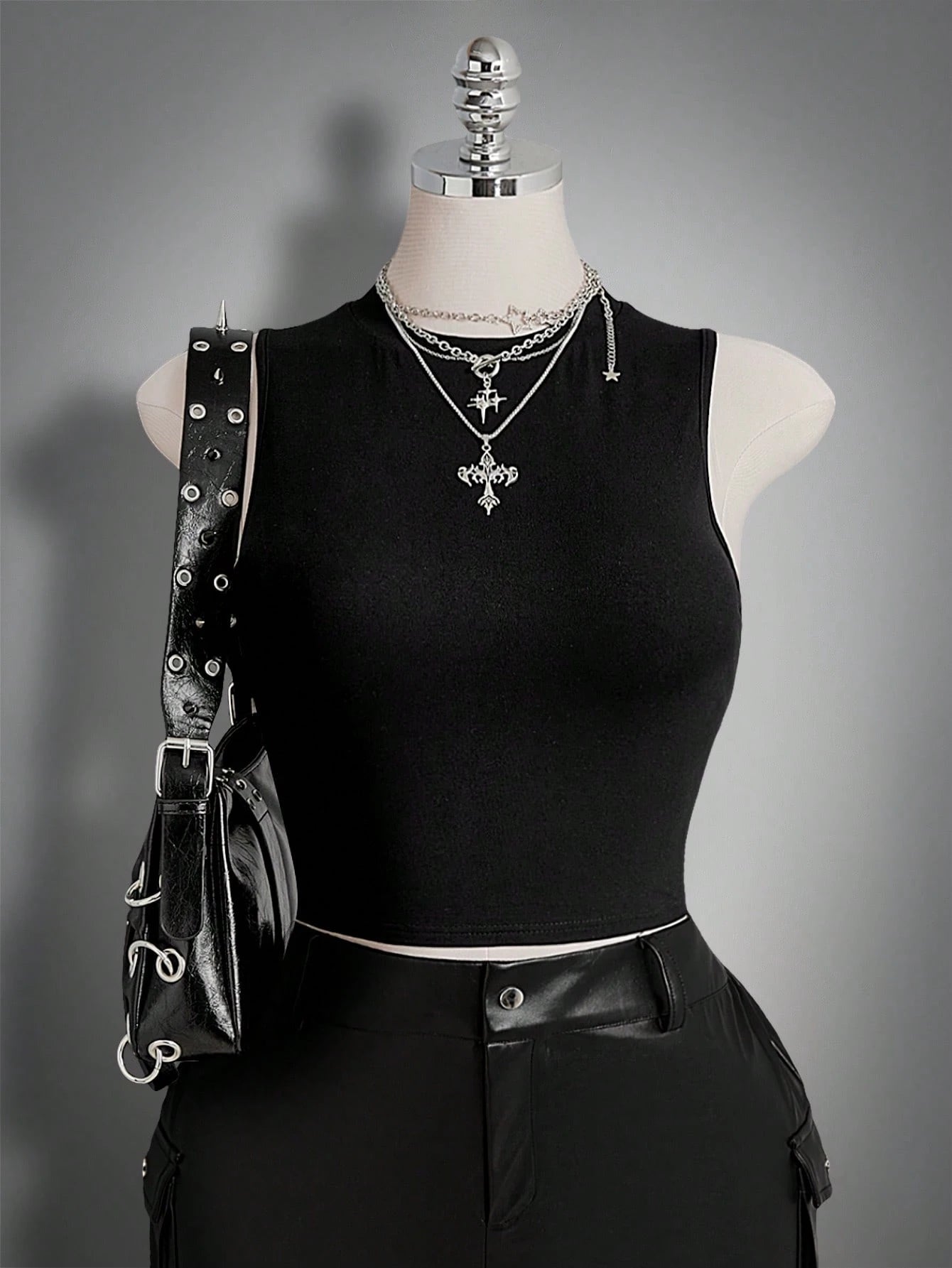 ICON Women's Plus Size Black Summer Goth Night Out Club Dragon Pattern Mesh Patchwork Vest Top,Y2K Retro Dark Gothic Punk Style Urban Modern Fashion