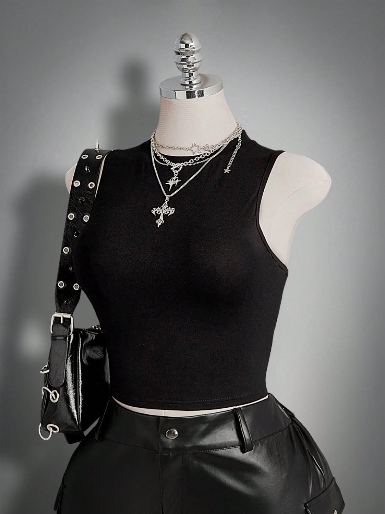 ICON Women's Plus Size Black Summer Goth Night Out Club Dragon Pattern Mesh Patchwork Vest Top,Y2K Retro Dark Gothic Punk Style Urban Modern Fashion