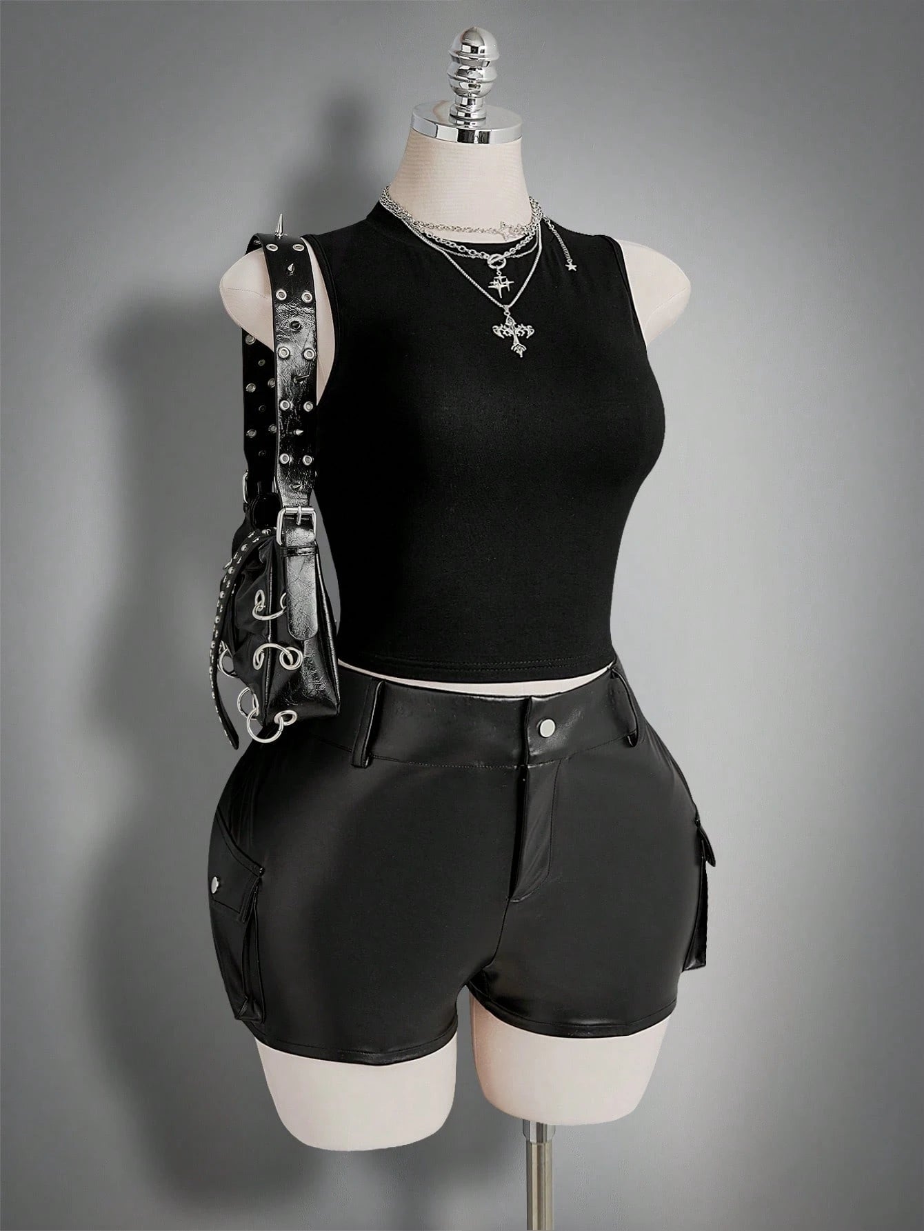 ICON Women's Plus Size Black Summer Goth Night Out Club Dragon Pattern Mesh Patchwork Vest Top,Y2K Retro Dark Gothic Punk Style Urban Modern Fashion