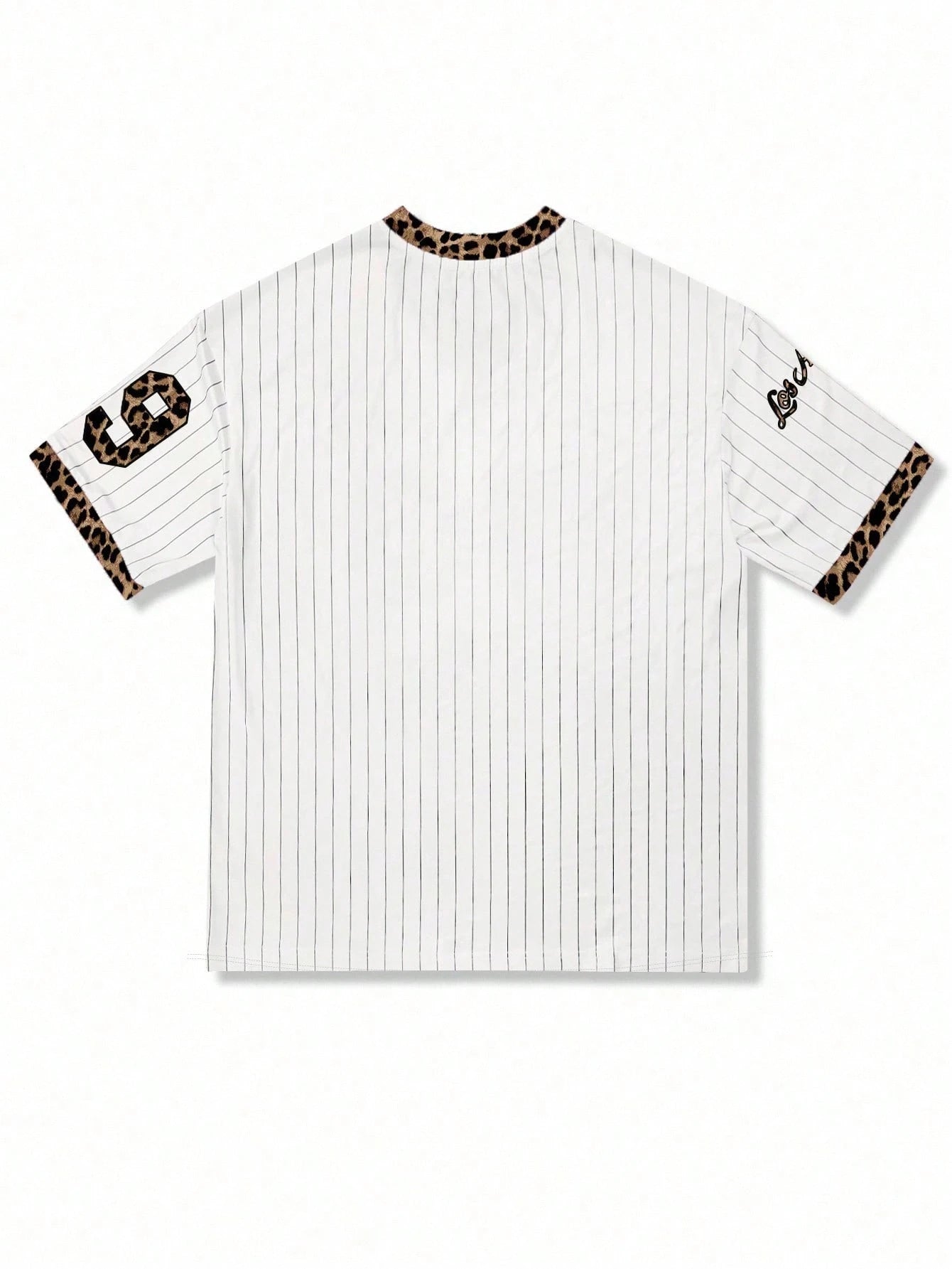 INAWLY Plus Size Casual Striped Leopard Print Alphabet & Numeral Graphic T-Shirt Graphic Cheetah Print Tees Women Tops