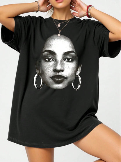 INAWLY Plus Size Crew Neck Short Sleeve T-Shirt, Fashionable For Summer