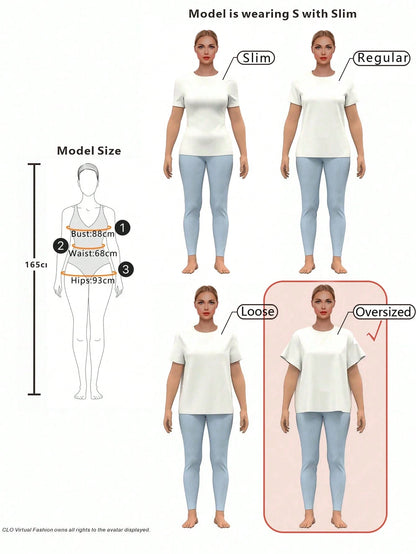 INAWLY Plus Size Crew Neck Short Sleeve T-Shirt, Fashionable For Summer