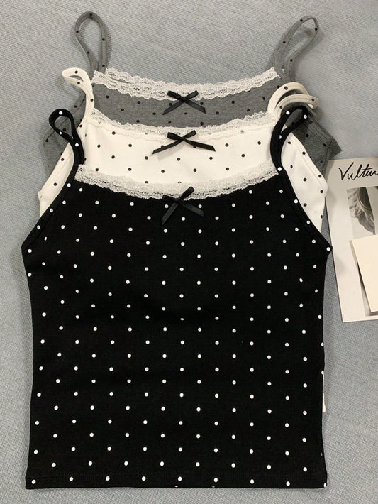 INAWLY Plus Size Polka Dot Print Camisole Top Set