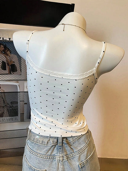 INAWLY Plus Size Polka Dot Print Camisole Top Set