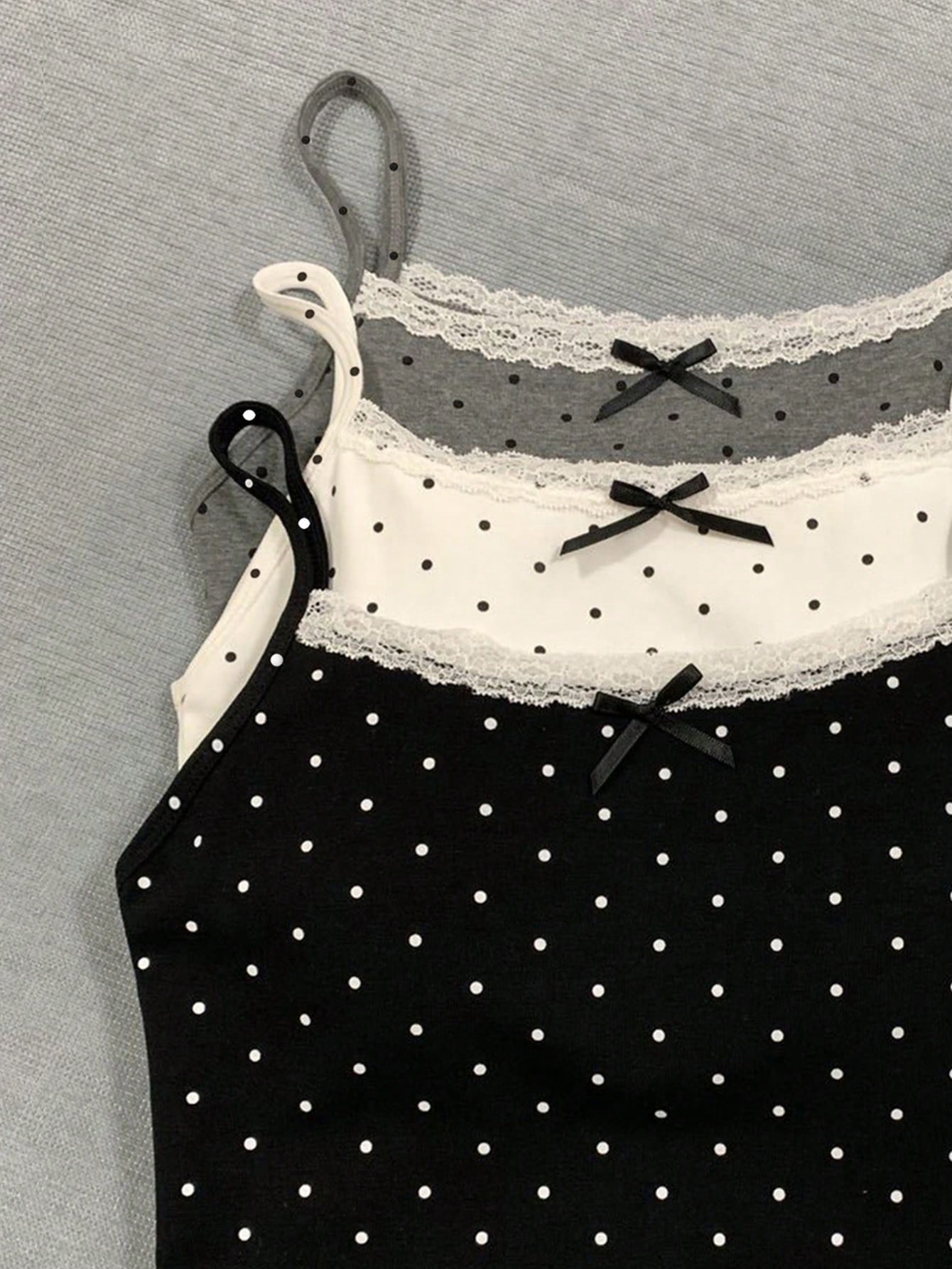 INAWLY Plus Size Polka Dot Print Camisole Top Set