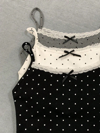 INAWLY Plus Size Polka Dot Print Camisole Top Set