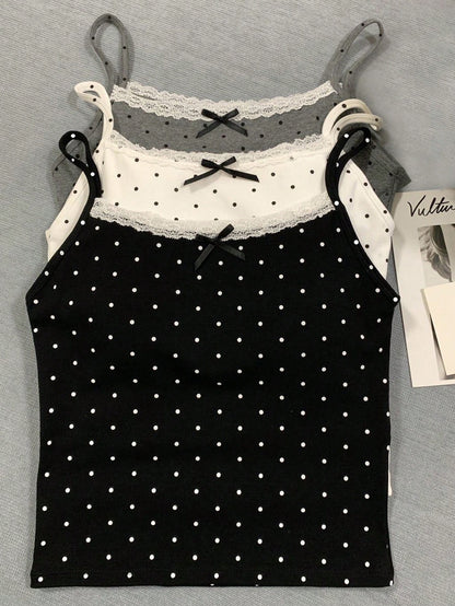 INAWLY Plus Size Polka Dot Print Camisole Top Set