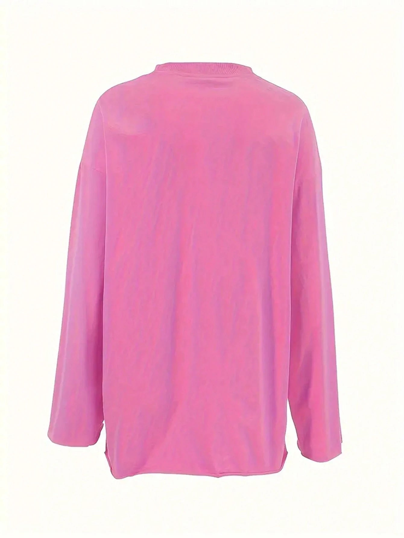 INAWLY Plus Size Solid Color Crew Neck Casual Long Sleeve T-Shirt Fall