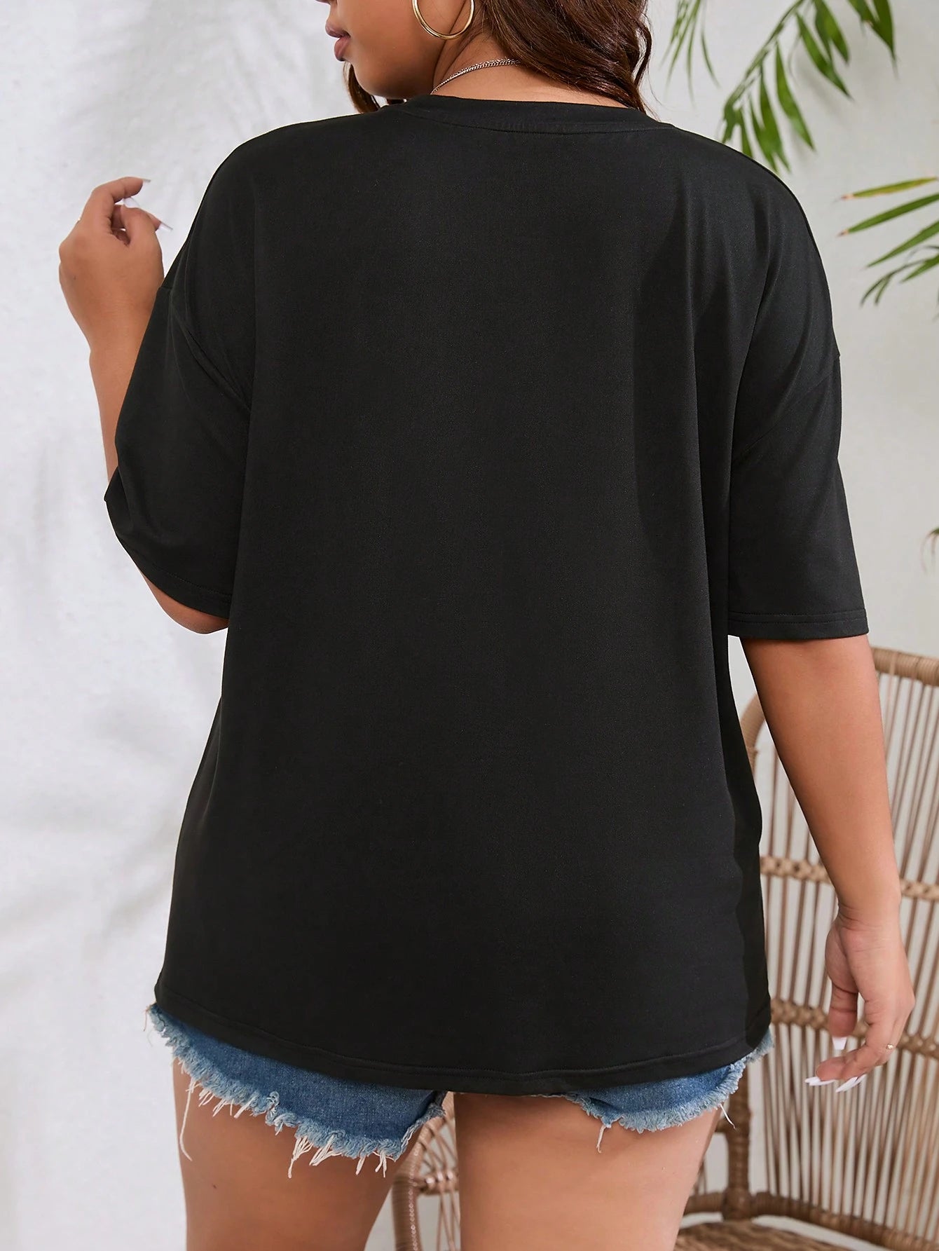 INAWLY Plus Size T-Shirt With Slogan Print, I'M HERE I'M AWAKE DON'T PUSH IT Graphic Tee, Women Summer Top