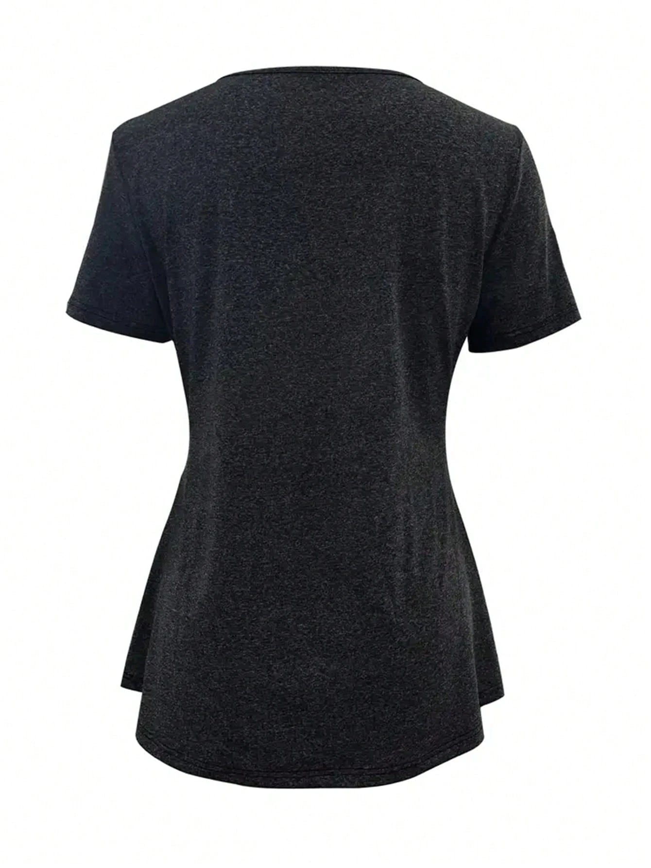 INAWLY Plus Size Women Patchwork Square Neck T-Shirt, Summer Top