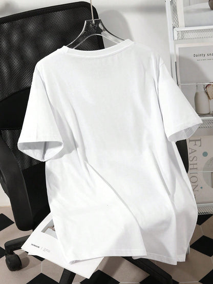 INAWLY Plus Size Women Solid Color Round Neck Short Sleeve Casual Versatile T-Shirt