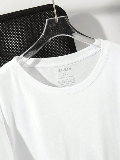 INAWLY Plus Size Women Solid Color Round Neck Short Sleeve Casual Versatile T-Shirt
