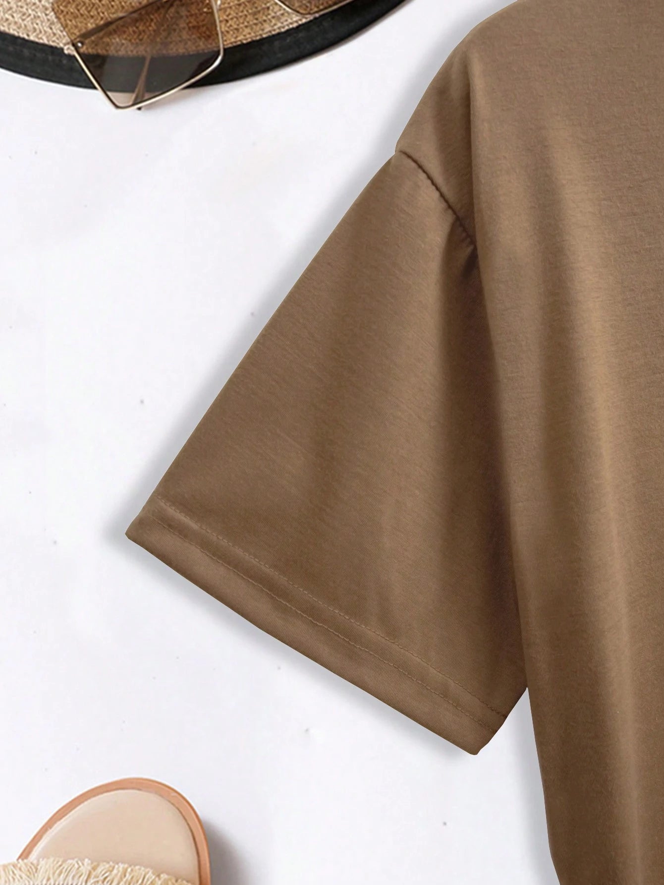 INAWLY Plus Solid Round Neck Tee