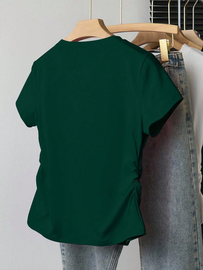 INAWLY Women Plus Size Casual Simple Versatile Short Sleeve T-Shirt Top