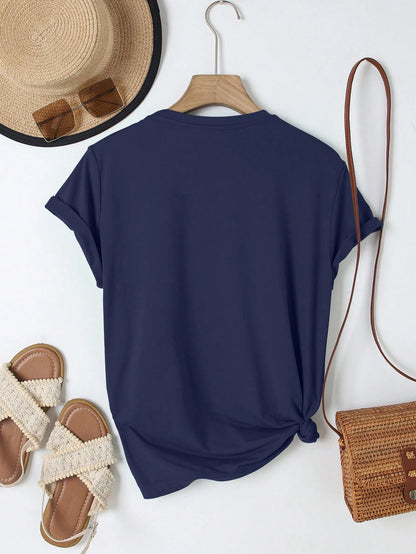 INAWLY Women Plus Size Round Neck T-Shirt, Fashionable For Summer