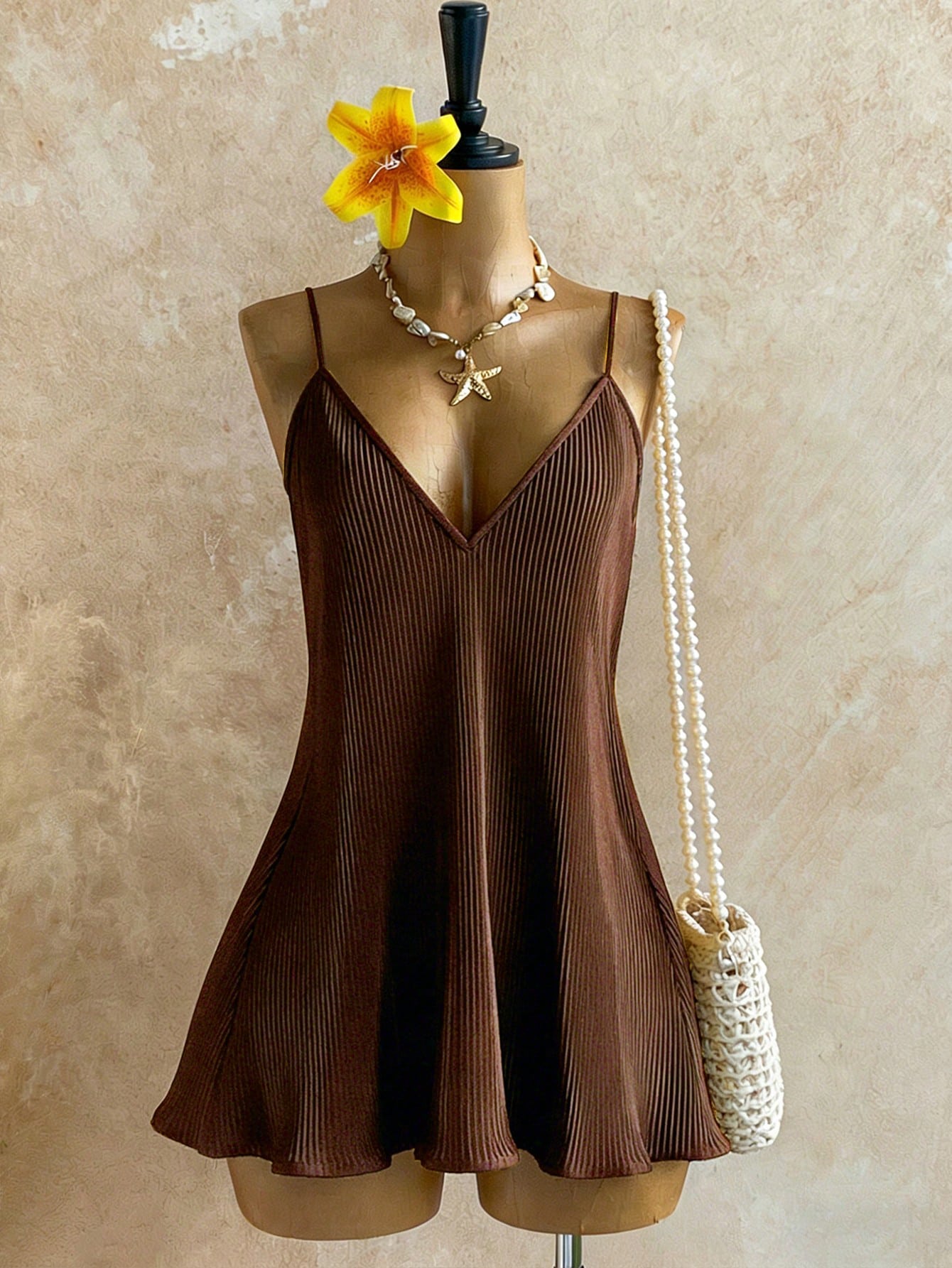 INAWLY Women's Solid Color Casual Date Party Spaghetti Strap Dress
