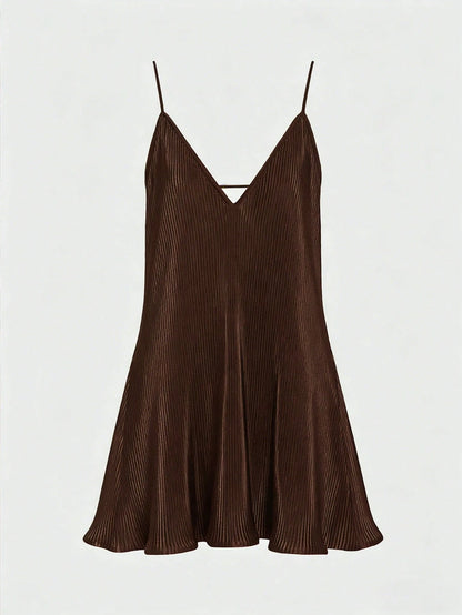 INAWLY Women's Solid Color Casual Date Party Spaghetti Strap Dress