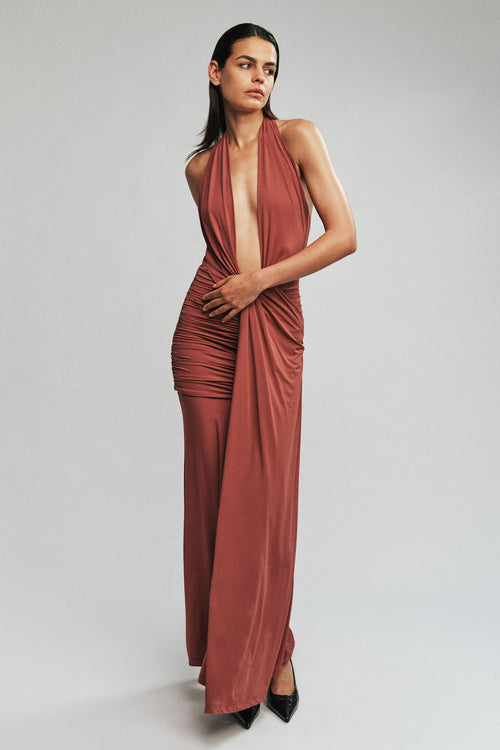 Ines Halter Maxi Dress - Rust