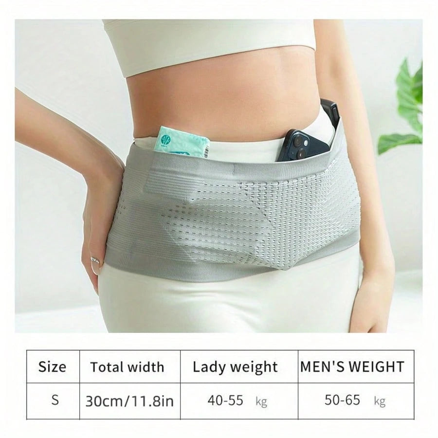 Invisible Running Waist Pack- Seamless Knit, Breathable Nylon With Diamond Pattern, Shock Absorbing Elastic Belt, Suitable For Running And Fitness, Great For Hiking- Black, Fashionable Sports Look