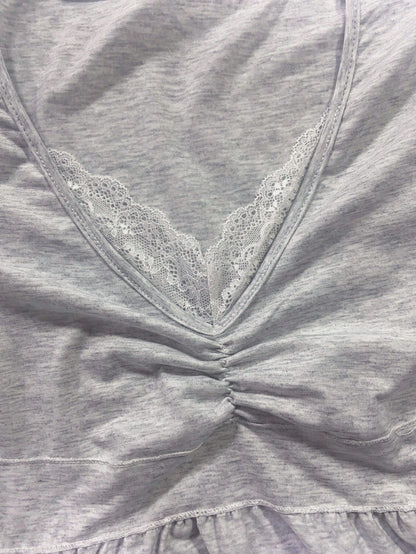 IslaSuriya Plus Size 2 In 1 Lace Trim Casual Daily T-Shirt