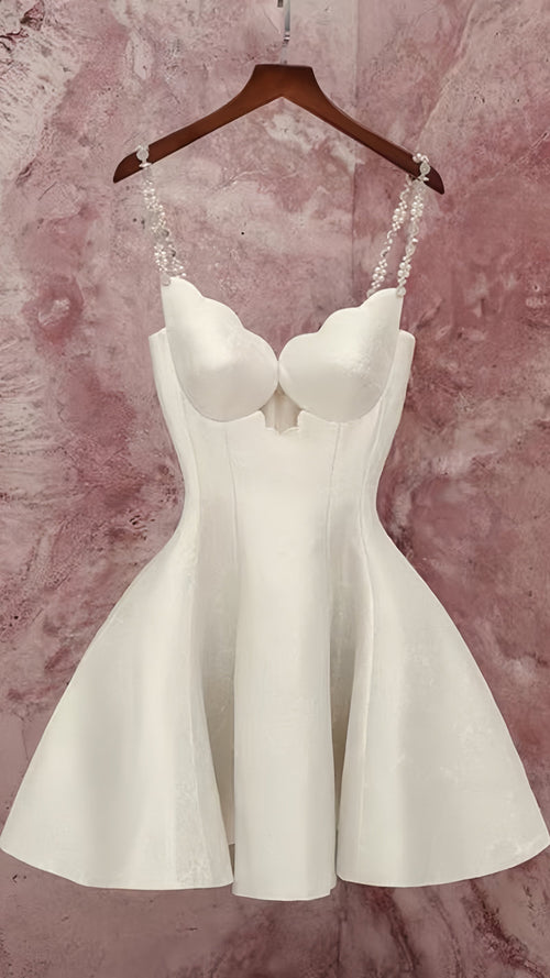 Ivory A-line Homecoming Dresses Pearl Beaded Back To School Dress,AST2009