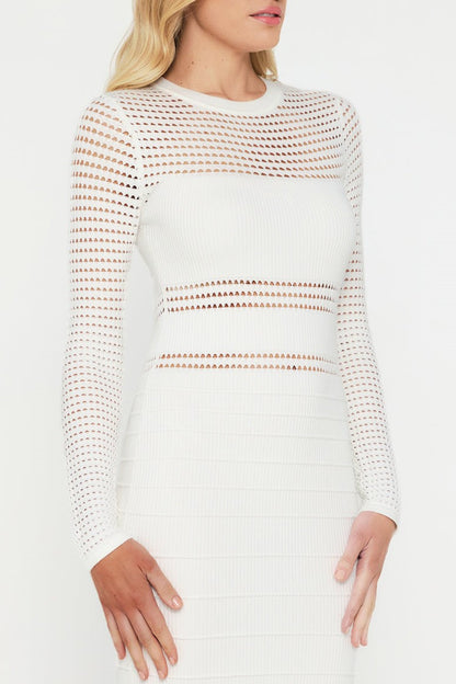 Jessa Crochet Midi Dress - White - SHOPJAUS - JAUS