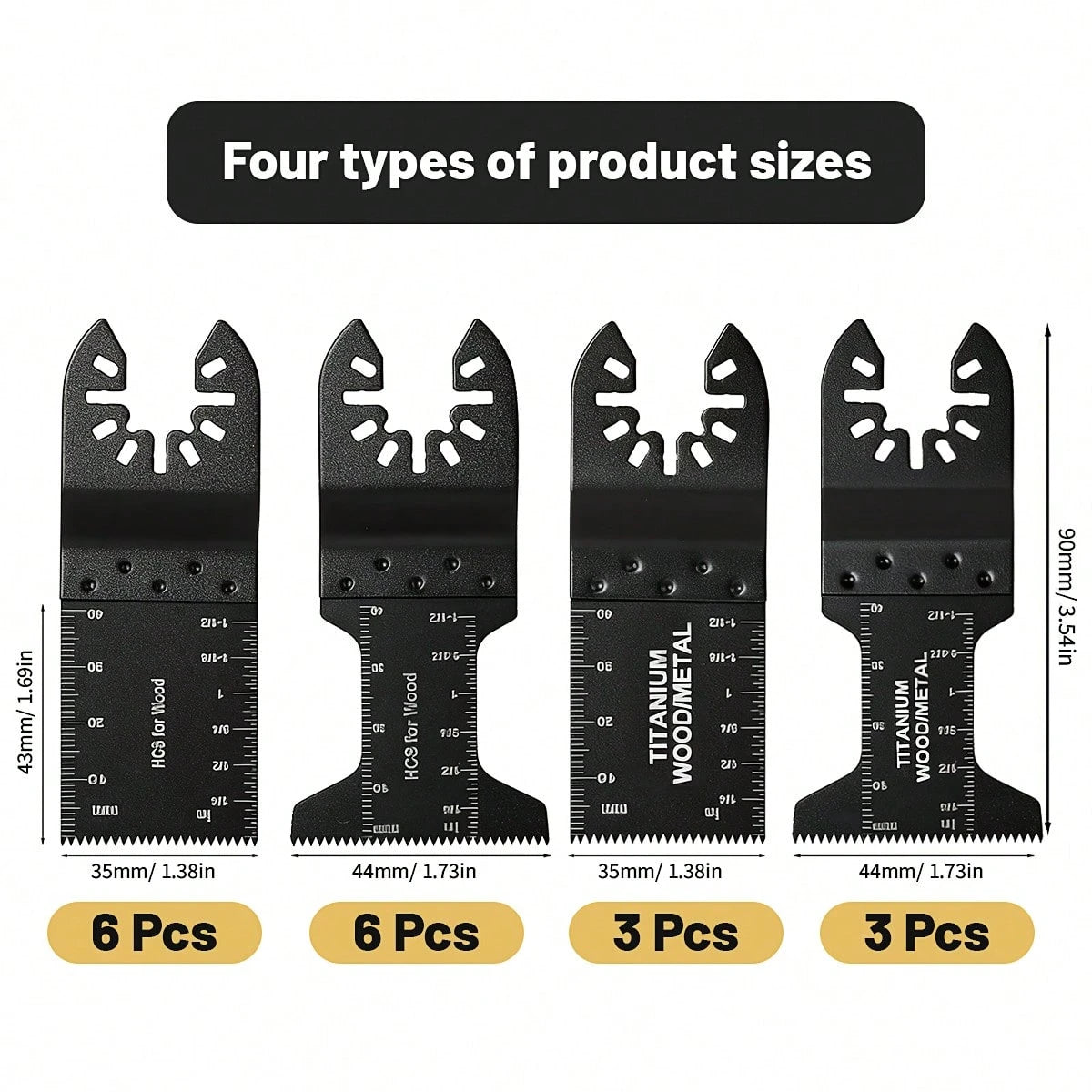 JIASLING Black 18pcs Titanium Multi Tool Blades Professional Universal Quick Release Oscillating Saw Blades For Cutting Metal Nails Wood And Plastic Compatible