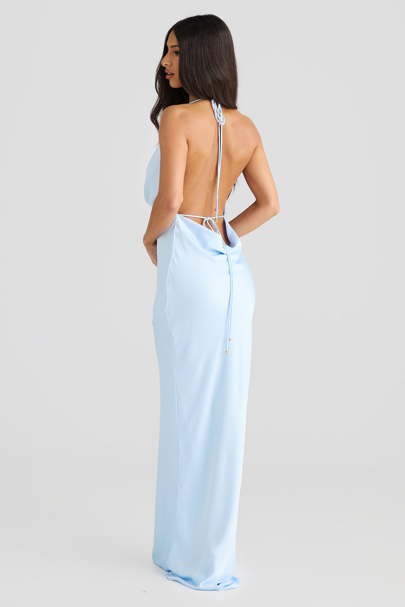 Josefina Dress - Sky Blue Satin - SHOPJAUS - JAUS
