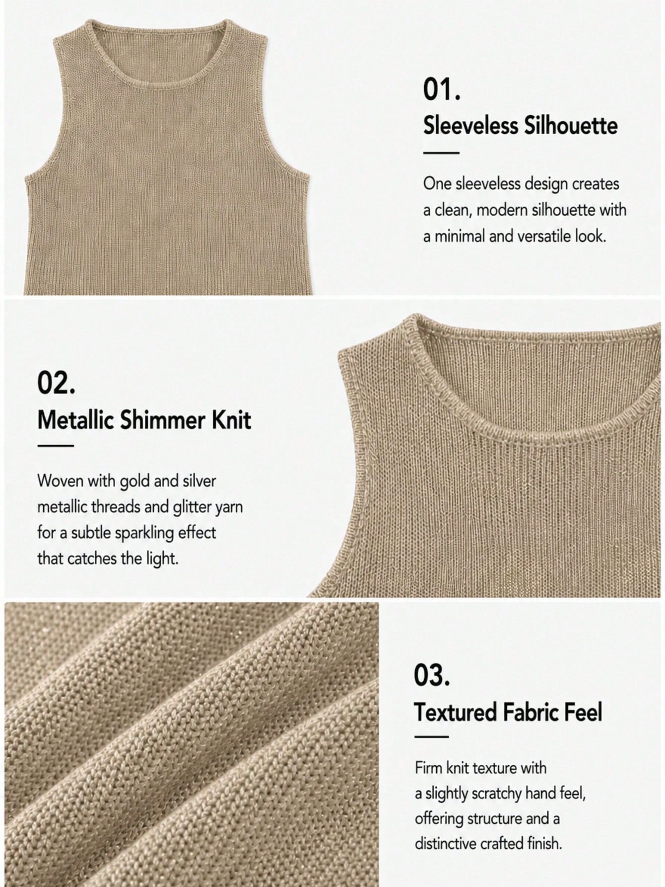 Joy Knit Women's Spring/Summer Fashion New Style Summer Holiday- Spring Women- Elegant Minimalist Casual Versatile Beach Hollow Shiny Gold Vacation