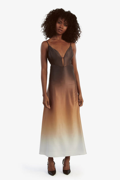 Karlotta Slip Dress - Brown Ombre - SHOPJAUS - JAUS