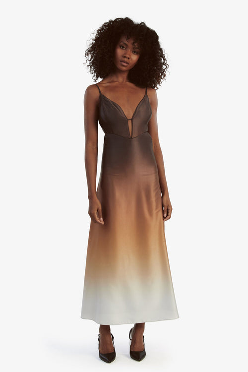 Karlotta Slip Dress - Brown Ombre - SHOPJAUS - JAUS