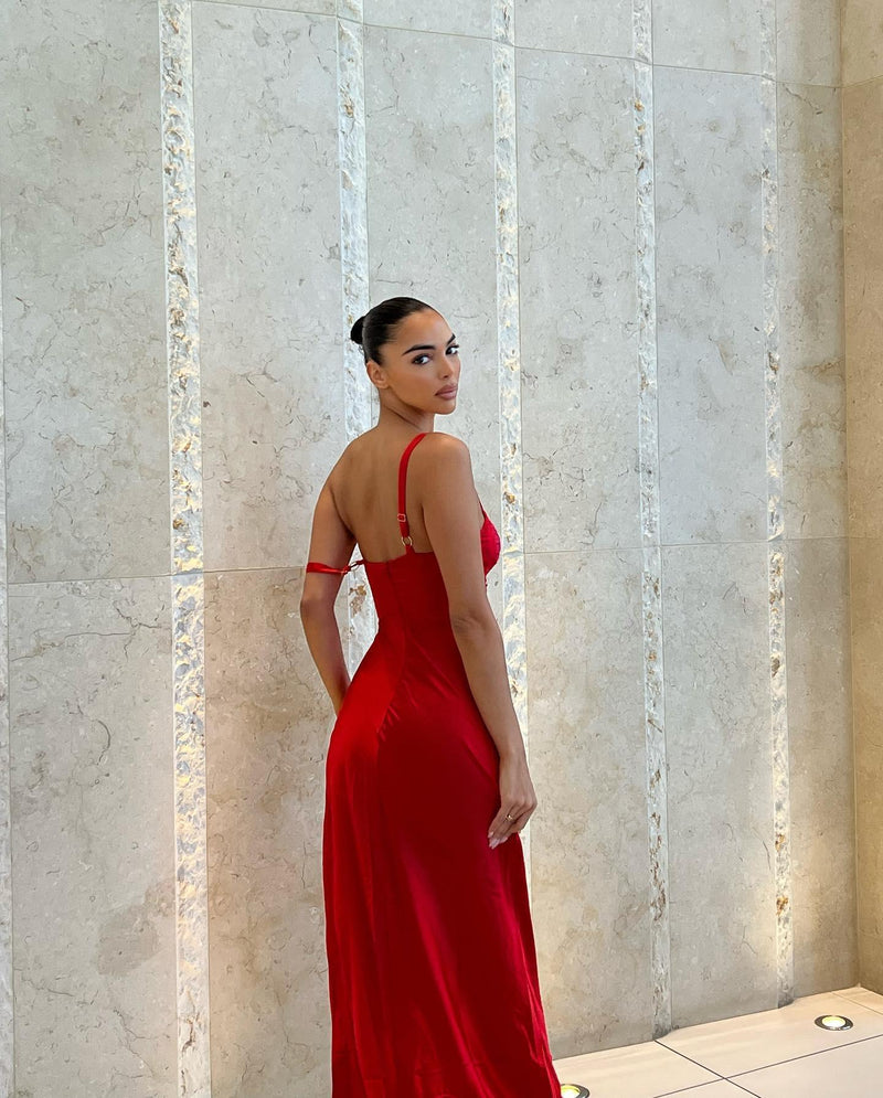 Kelsey Midi Dress - Red - JAUS