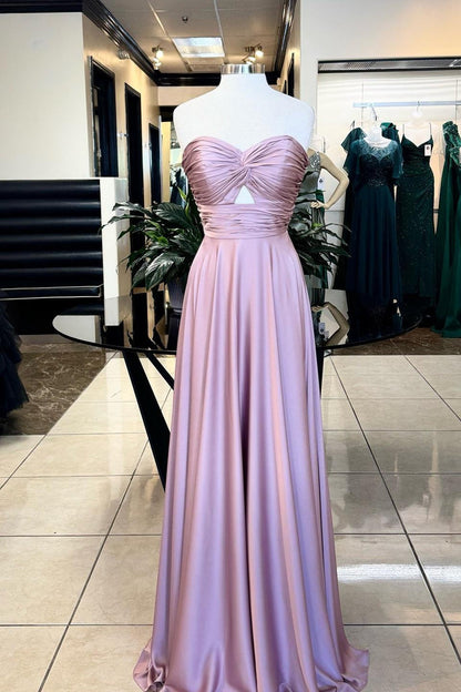 Keyhole Navy Blue Sweetheart A-line Long Formal Dress