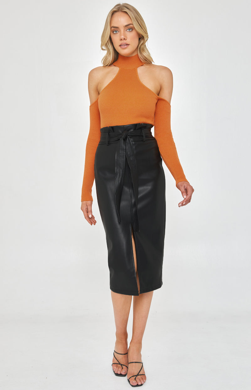 Kiana Knit Top - Orange - SHOPJAUS - JAUS