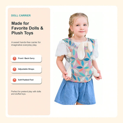 Kids Doll Carrier For Stuffed Animals, Adjustable Pretend Play Front Carrier With Colorful Print