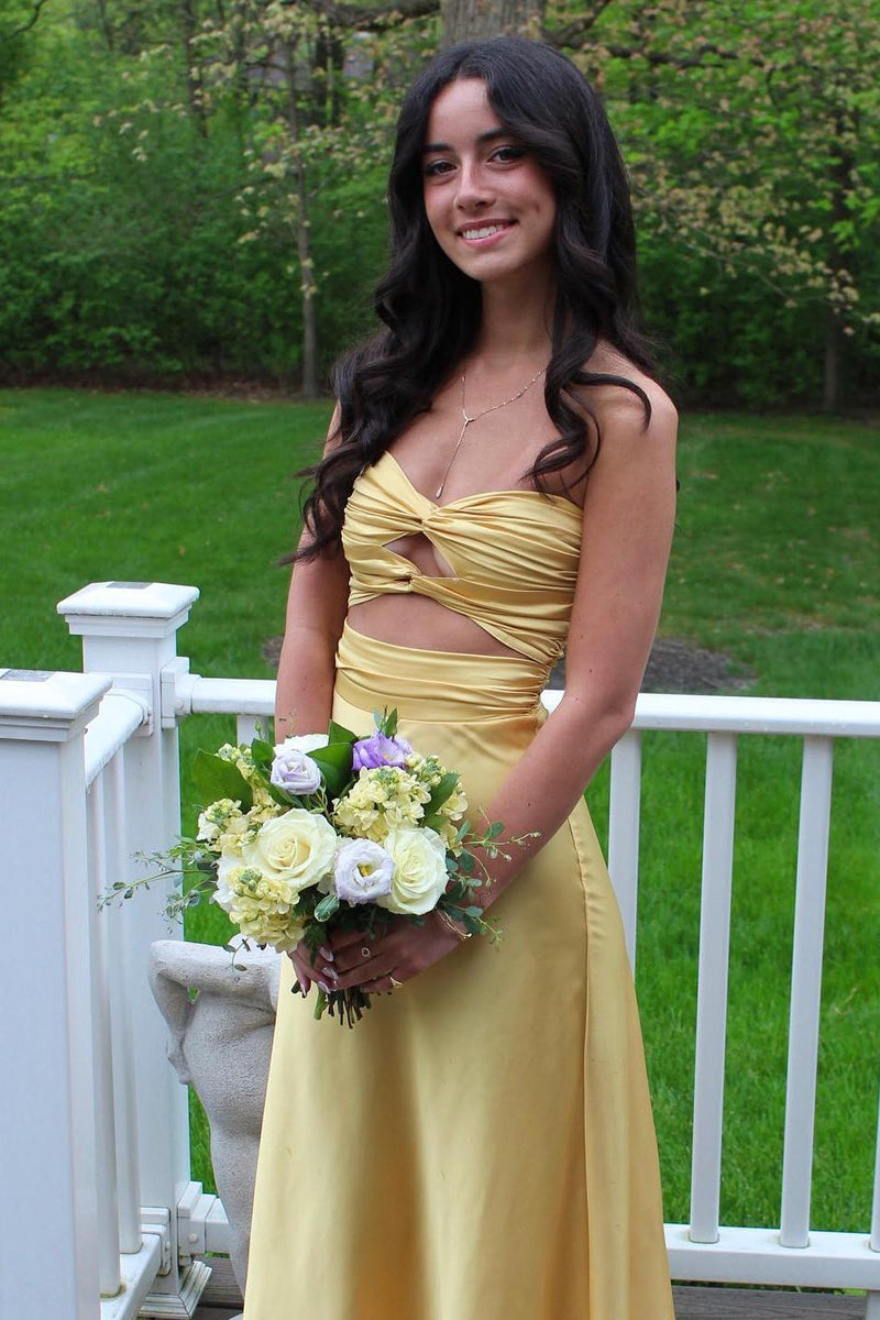 Knot Front Aqua Satin Fitted Long Party Dress