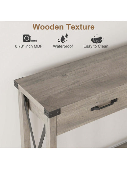 KYBOLT Woode Entryway Table, Farmhouse Console Table With 2 Drawers, Sofa Table With Storage For Living Room, Hallway Foyer Table Home Furniture