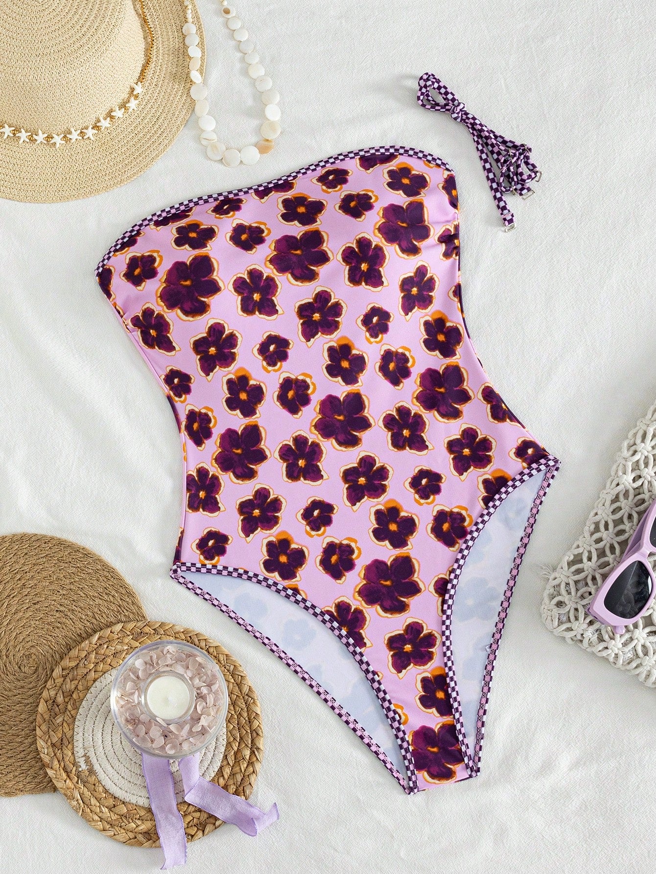 Ladies' Spring And Summer Floral Outfit, A One-Piece Swimsuit, Essential For Island Tourism And Vacation Beach