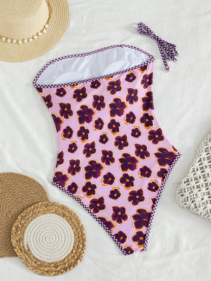 Ladies' Spring And Summer Floral Outfit, A One-Piece Swimsuit, Essential For Island Tourism And Vacation Beach
