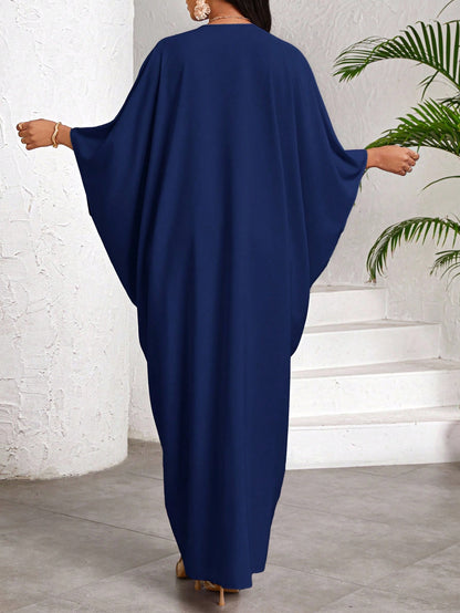 Lady 2025 New Women's Batwing Sleeve Dress,Navy Blue,Summer,Elegant,Modest,Dining,Party, Al-Adha,Bohemian Casual Loose Draped Holiday Vacation Wear