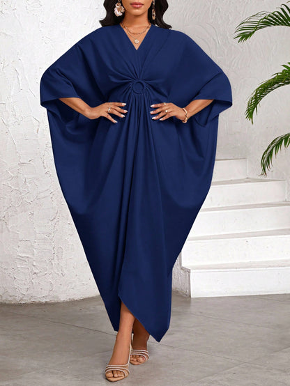 Lady 2025 New Women's Batwing Sleeve Dress,Navy Blue,Summer,Elegant,Modest,Dining,Party, Al-Adha,Bohemian Casual Loose Draped Holiday Vacation Wear