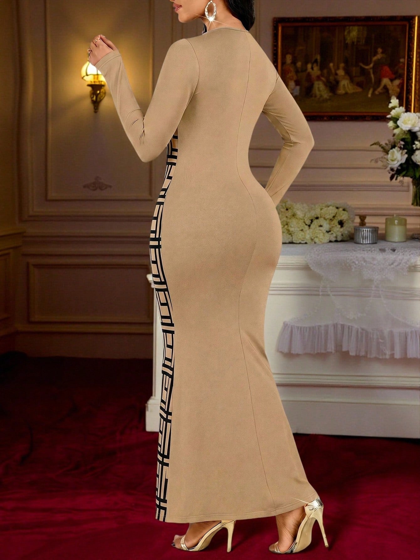 Lady Festival Outfits For Women Black And Beige Dress Luxury Evening Dinner Date And Occasion Dresses Casual Elegant Going Out Outfits Autumn