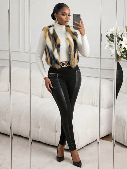 Lady New Years Women Plus Size Color Block Jackets Winter Fall Autumn Evening Formal Wedding Black Elegant