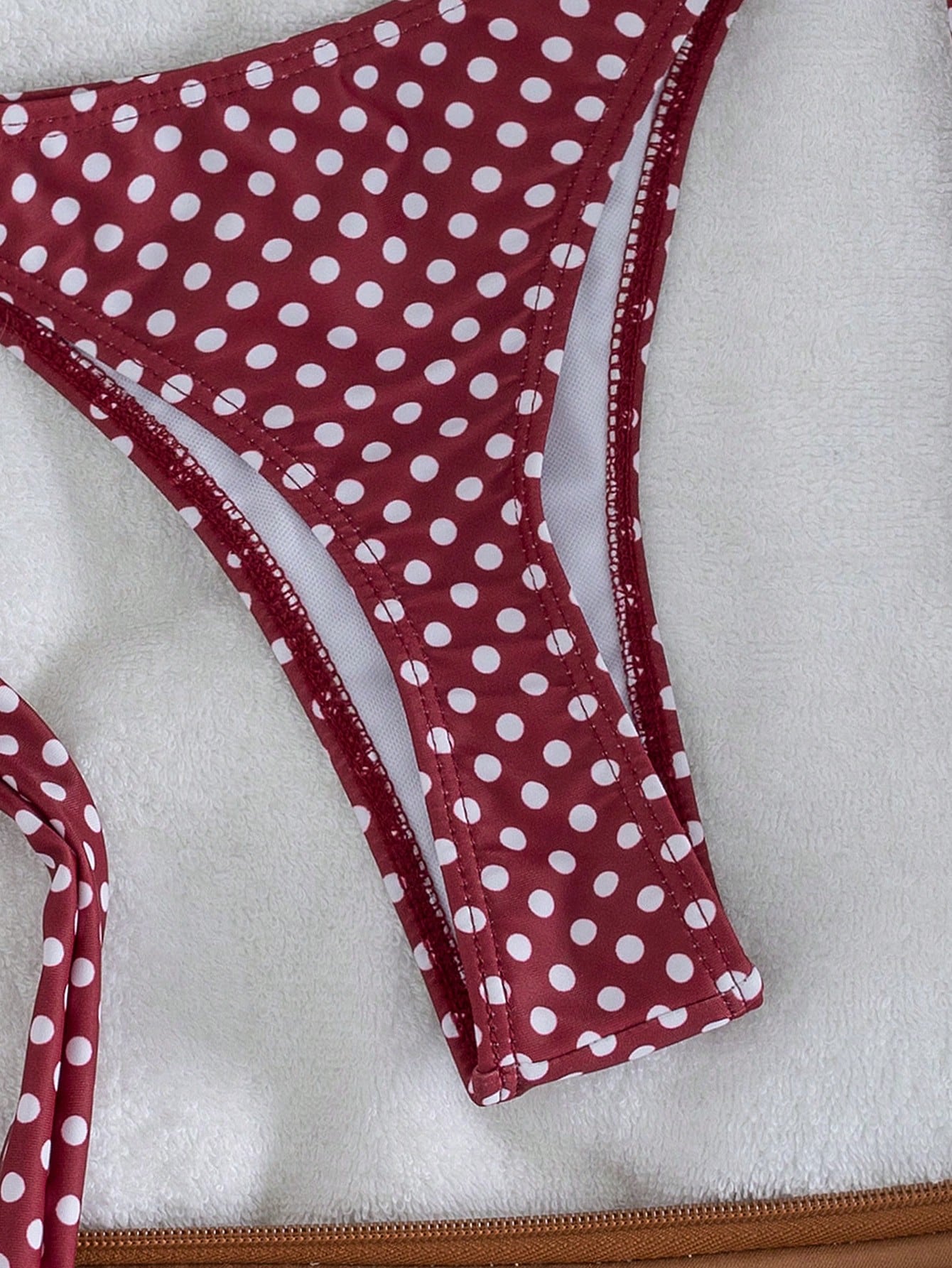 Lady's Print Halter & Tie-Side 2Pcs Swimwear: Sexy, Stylish, Young, Simple, High End, Lively, Cute – Beach Vacations And Travel Parties Summer Red