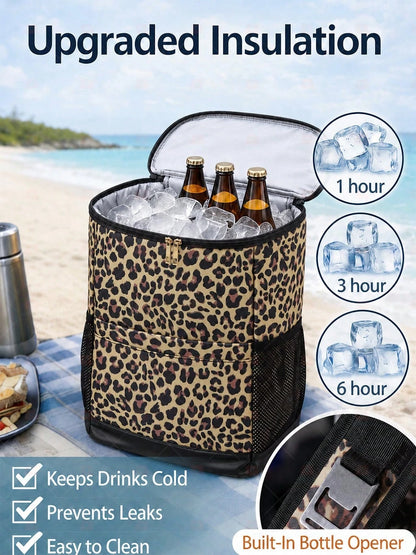 Large Capacity Picnic Cooler Backpack, 30L Leak Resistant Insulated Soft Cooler With Easy Clean Lining, Bottle Opener And Front Pocket