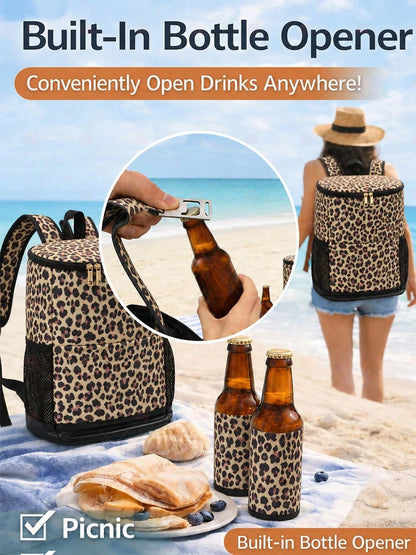 Large Capacity Picnic Cooler Backpack, 30L Leak Resistant Insulated Soft Cooler With Easy Clean Lining, Bottle Opener And Front Pocket